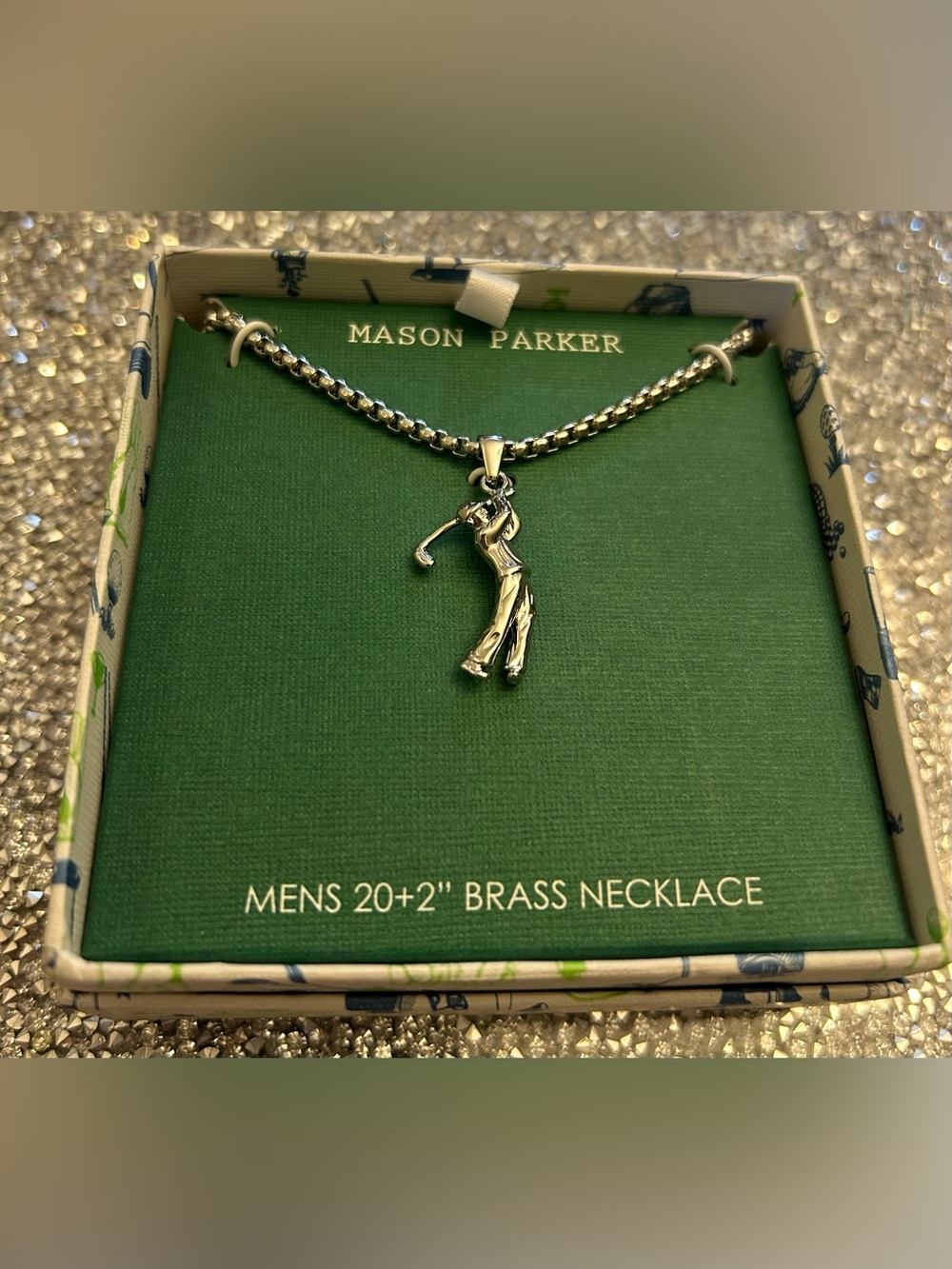 Manson Parker Men's Silver-Tone Golf Pendant Necklace